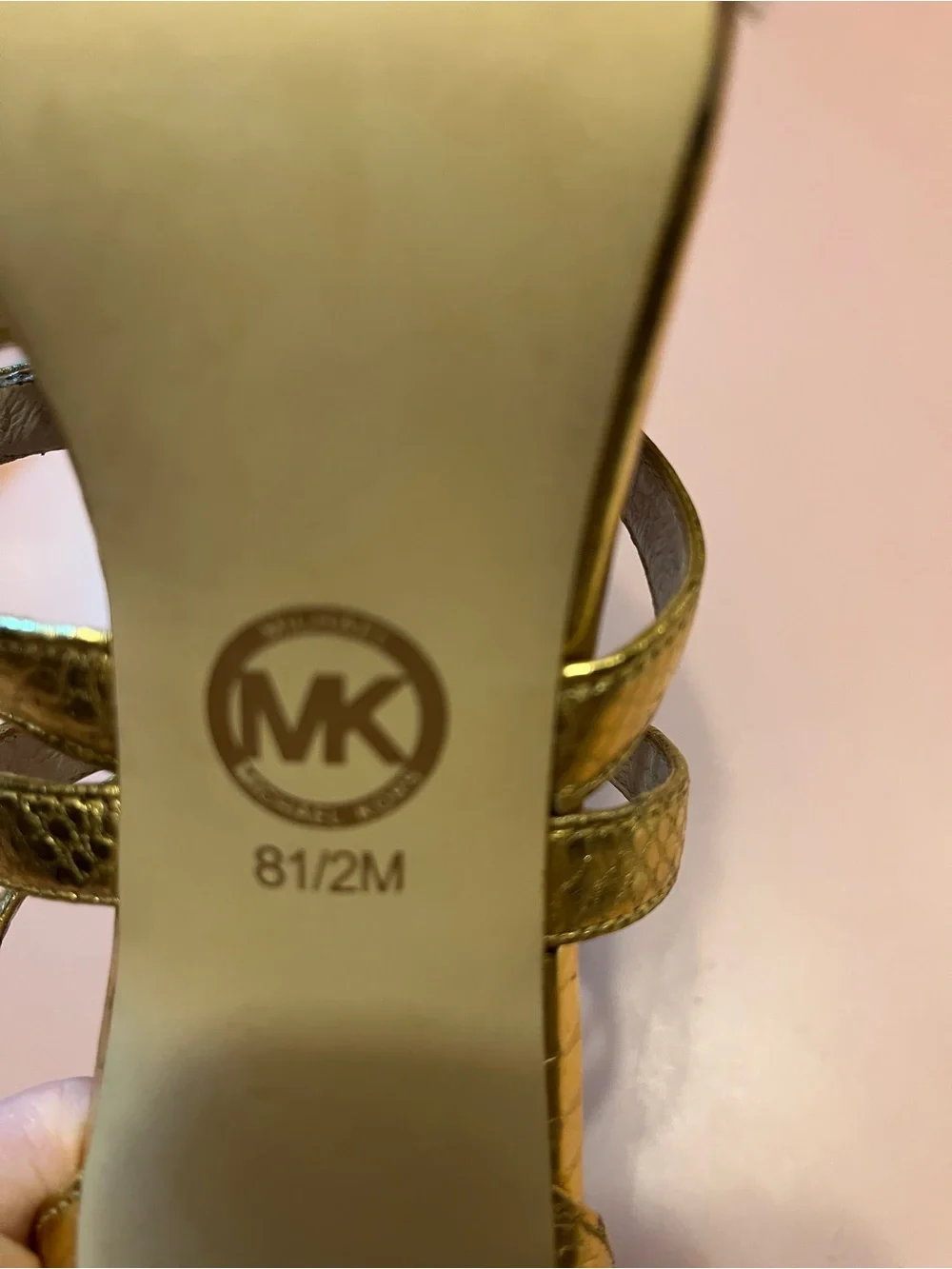 MIchael Kors Gold snakeskin print Metallic Strappy High Heels - Picture 4 of 13